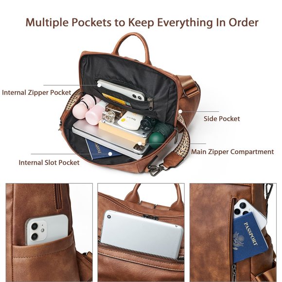 Backpack Purse Leather Anti-Theft Fashion Desner Travel Backpack V :o)